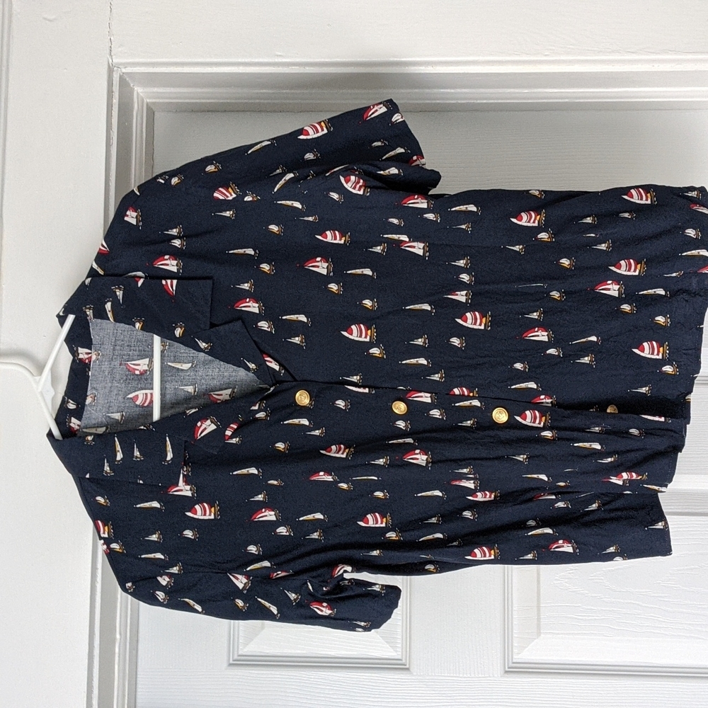 90s sailboat camp collar boxy blouse